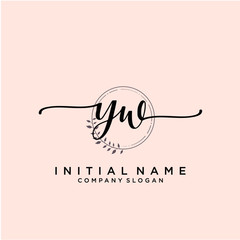 YW Beauty vector initial logo, handwriting logo.