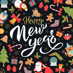 Happy New Year social media vector banner template