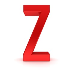 Z letter red Z character capital letter 3d render graphic sign 