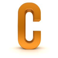 C letter 3d orange text sign
