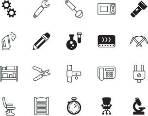 equipment vector icon set such as: growth, graphite, watch, activity, ip, front, profession, message, chef, wrench, discovery, scissors, mechanics, pruners, interval, write, socket, gear, package