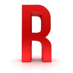 R letter red R character capital letter 3d render graphic sign 