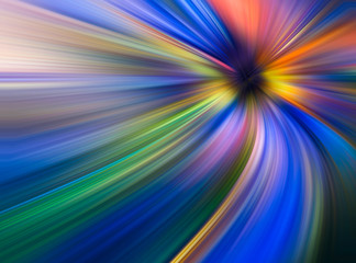 Obraz premium Abstract big data, colorful fibers, rays tunnel background in red and blue color. 3D Illustration
