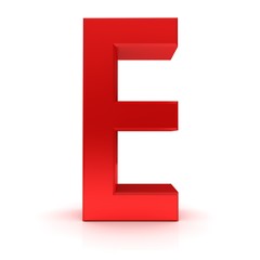 E letter red E character capital letter 3d render graphic sign 