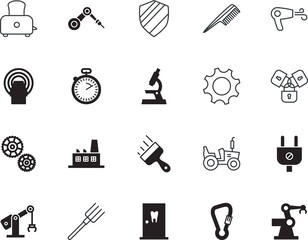 equipment vector icon set such as: hairbrush, crypto, arms, transport, climbing, education, technical, appliance, drawing, cogs, nuclear, knife, environment, connection, frame, rake, fashion