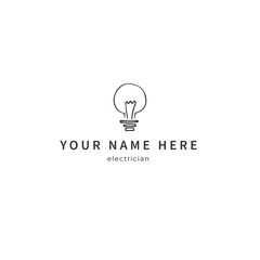 A light bulb. Housekeeping and home repairs theme. Vector hand drawn logo template.