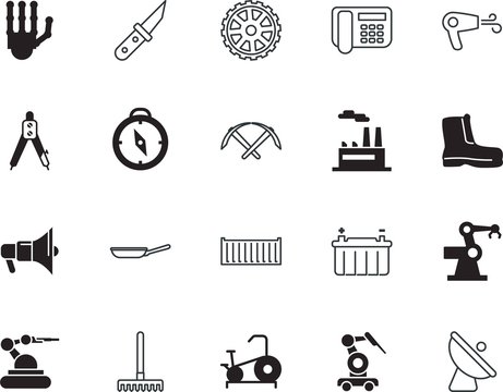 equipment vector icon set such as: oil, wooden, export, iron, coal, beauty, drying, salon, data, blow, kitchenware, crypto, architect, trip, sharp, fitness, graphics, miner, call, plus, route, dish