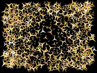 Chaotic stars on black background.