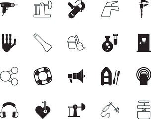 Obraz premium equipment vector icon set such as: nobody, gadget, squeeze, fishing, utensils, microphone, magnetic, duster, juicer, barometer, stereo, facilities, can, biology, loud, eat, flammable, lifebelt, pin