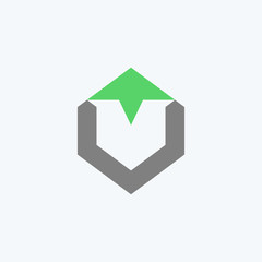 Abstract arrow with hexagon shape logo design icon vector template