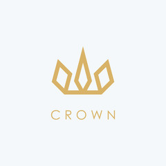 Creative abstract crown Logo design vector template. Royal king geometric symbol concept icon.