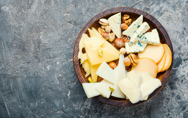 Set of sliced cheeses