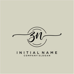 ZN Beauty vector initial logo, handwriting logo.