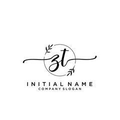 ZT Beauty vector initial logo, handwriting logo.