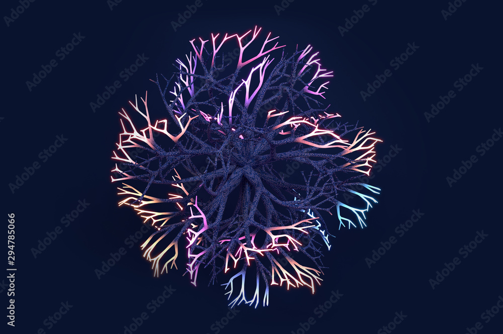 Poster organic symmetrical shape. 3d rendering.