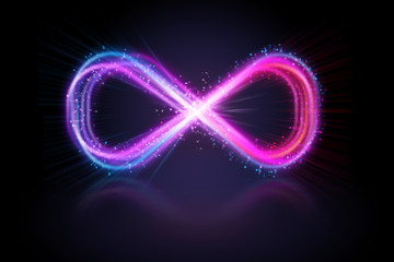 Bright pink glowing lemniscate or infifnity sign.