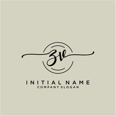 ZV Beauty vector initial logo, handwriting logo.