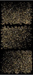 Golden confetti on black background.