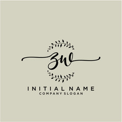 ZW Beauty vector initial logo, handwriting logo.