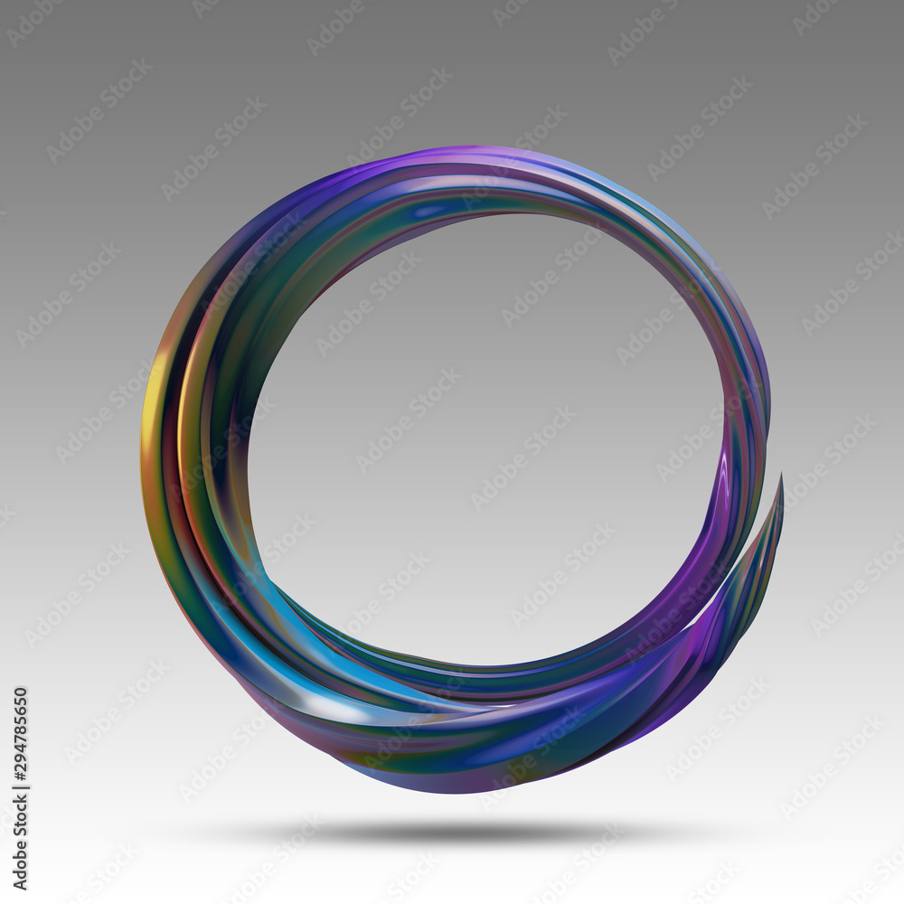 Poster circle of colorful metal suitable as frame, 3d render / rendering