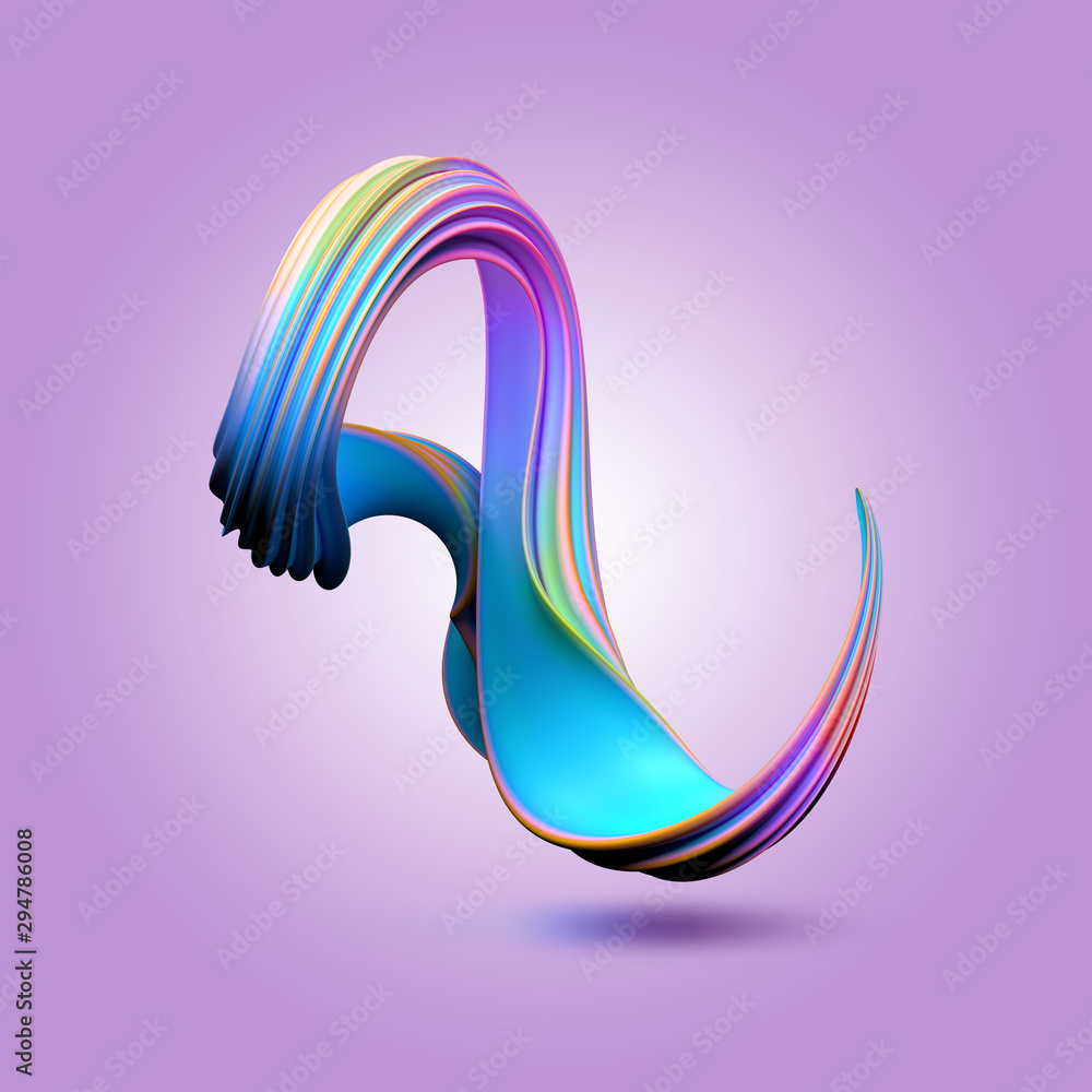 Poster colorful swirl on a lilac background. 3d render / rendering