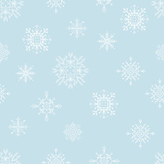 Hand drawn collection of various snowflakes, seamless pattern. Winter symbol. Good for Christmas decoration scrap booking, posters, greeting cards, banners, textiles, gifts, shirts, mugs or other gift