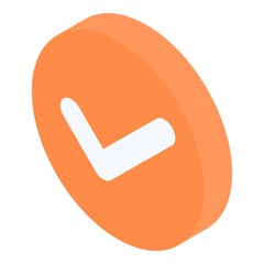 Orange approved sign icon. Isometric of orange approved sign vector icon for web design isolated on white background
