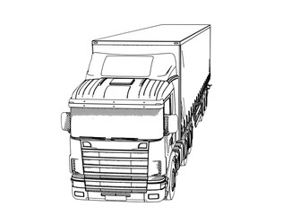 sketch of a truck with hatching on a white background vector