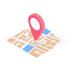 Gps map pin icon. Isometric of gps map pin vector icon for web design isolated on white background - obrazy, fototapety, plakaty