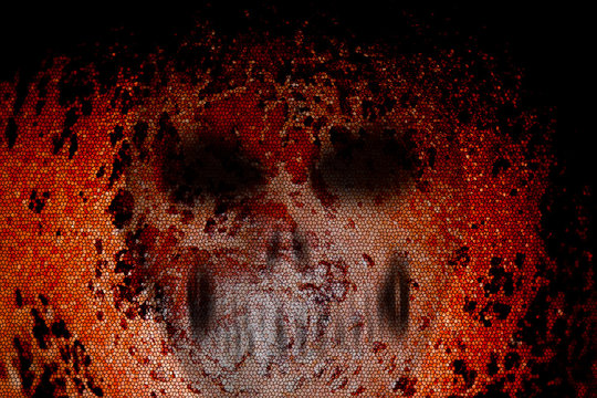 Skull face halloween background.