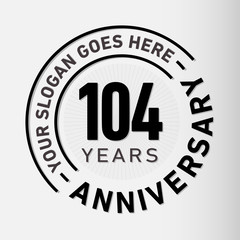 104 years anniversary logo template. One hundred and four years celebrating logotype. Vector and illustration.