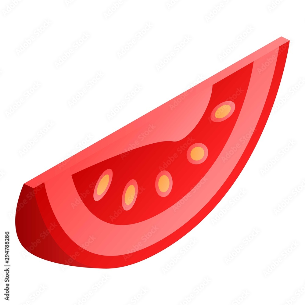 Poster Slice of tomato icon. Isometric of slice of tomato vector icon for web design isolated on white background