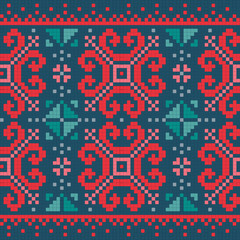 Ethnic ornaments pattern. Repeat pattern of bright contrasting colors.