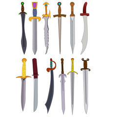 white background, sword, saber, cold steel, set