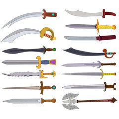 sword, saber, cold steel, set