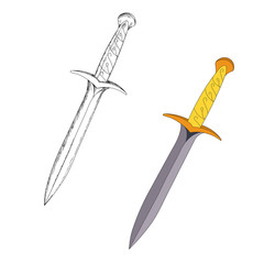  isolated, on a white background, sword, saber, cold steel with sketch
