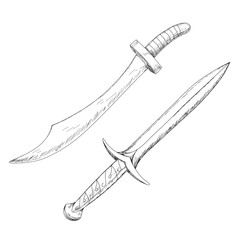 sketch sword, saber, cold steel