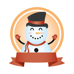 merry christmas cute snowman circular frame character