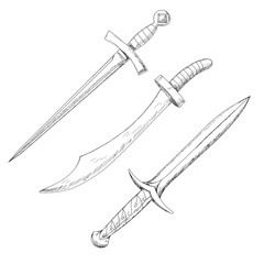 sketch sword, saber, cold steel