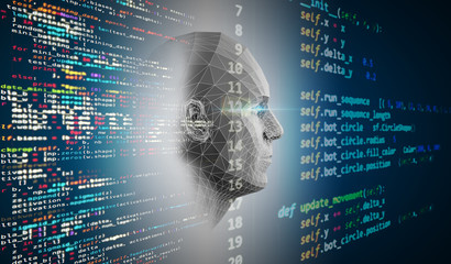 Machine learning , artificial intelligence, ai, deep learning blockchain neural network concept.