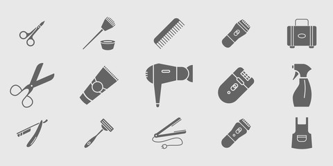 Hair Salon icons set - Vector symbols of hairdressing and barber shop for Web or Mobile