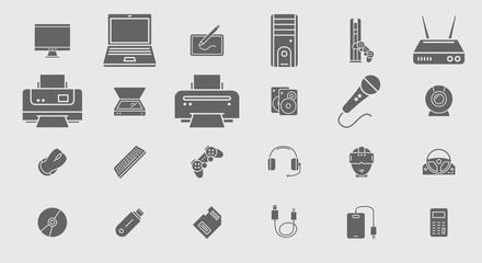 Electronic devices Icons - Vector set symbols of technique and computer for the site or interface