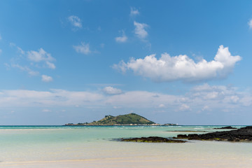 Beautiful sea and island with brilliant sunshine