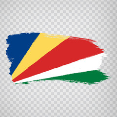 Flag Seychelles from brush strokes. Flag Republic of Seychelles on transparent background for your web site design, logo, app, UI.  Africa. Stock vector.  EPS10.