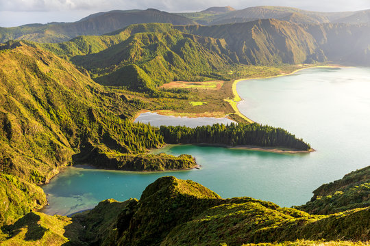 Morning sun in Lagoa do Fogo, Sao Miguel, Azores, Portugal