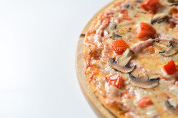 Pizza with mushrooms and ham