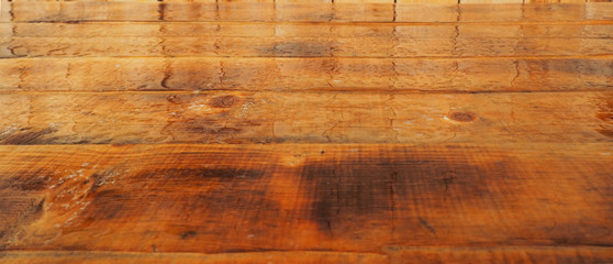 Wet rustic board for background.