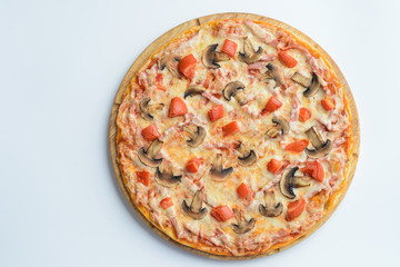 Pizza with mushrooms and ham