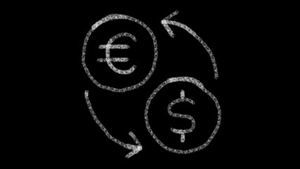 icon change currencies with drawing style on blackboard, animated footage ideal for compositing and motiongrafics