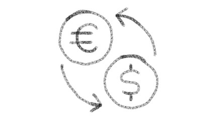 icon change currencies with drawing style on blackboard, animated footage ideal for compositing and motiongrafics